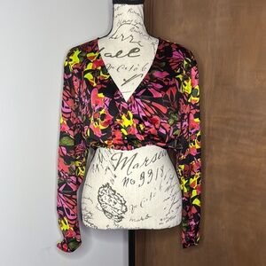 OPEN EDIT | Satin Wrap Front Blouse | XS